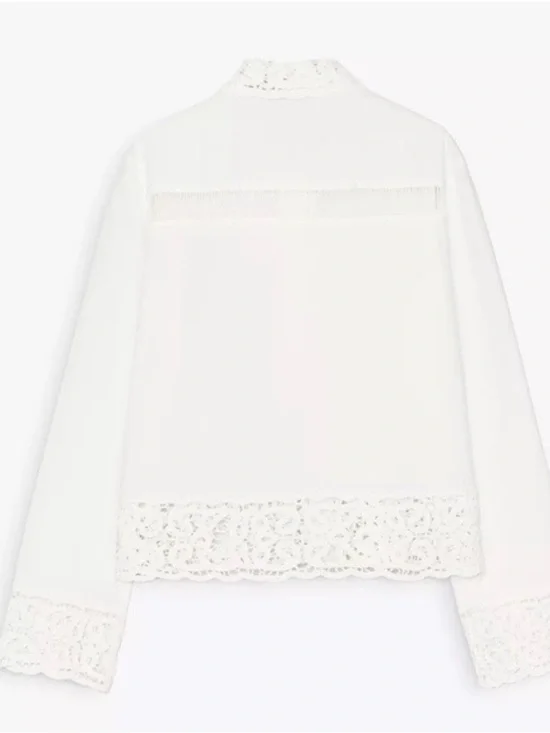 Zara white lace-trim blouse, new with tag - Picture 7 of 12